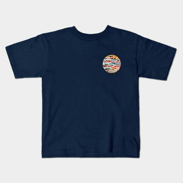 Electric Solar System Neon Jupiter Top Left Kids T-Shirt by gkillerb